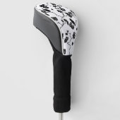 Black and White Pattern Birds on Cherry Blossoms Golfheadcover (Schuin)