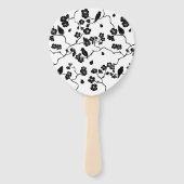 Black and White Pattern Birds on Cherry Blossoms Handwaaier (Voorkant)