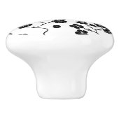 Black and White Pattern Birds on Cherry Blossoms Keramische Knop (Zijkant)