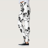 Black and White Pattern Birds on Cherry Blossoms Leggings (Links)