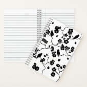 Black and White Pattern Birds on Cherry Blossoms Notitieboek (Binnen)