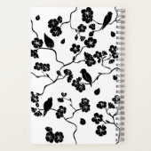 Black and White Pattern Birds on Cherry Blossoms Notitieboek (Achterkant)