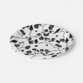 Black and White Pattern Birds on Cherry Blossoms Papieren Bordje (Gekanteld)