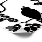 Black and White Pattern Birds on Cherry Blossoms Perfect Poster (Hoek)