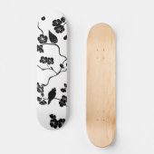 Black and White Pattern Birds on Cherry Blossoms Persoonlijk Skateboard (Voorkant)