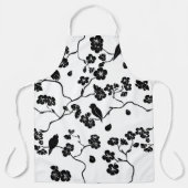 Black and White Pattern Birds on Cherry Blossoms Schort (Voorkant)