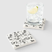 Black and White Pattern Birds on Cherry Blossoms Stenen Onderzetter (Zijkant)