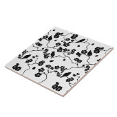Black and White Pattern Birds on Cherry Blossoms Tegeltje (Zijkant)