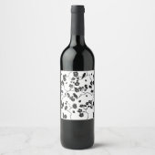 Black and White Pattern Birds on Cherry Blossoms Wijn Etiket (Voorkant)