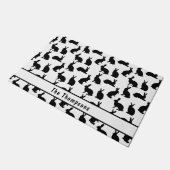 Black And White Pattern Of Bunnies With A Name Deurmat (Schuin)