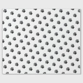 Black and White Paw Print Pattern Cadeaupapier (Vlak)