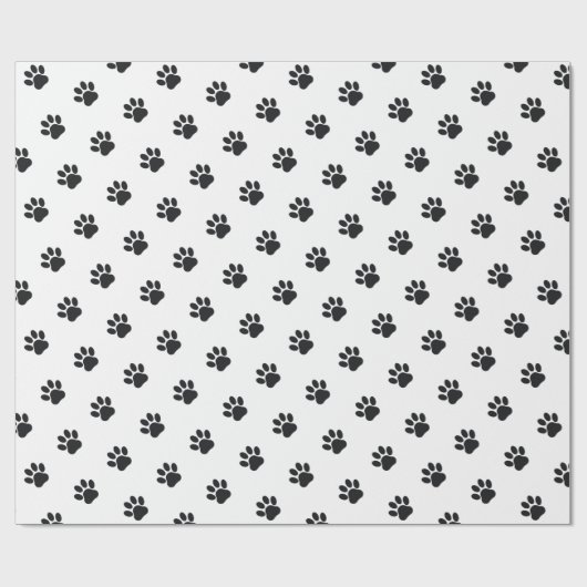 Black and White Paw Print Pattern Cadeaupapier (Vlak)