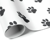 Black and White Paw Print Pattern Cadeaupapier (Rol Hoek)