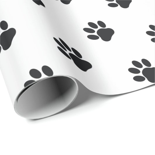 Black and White Paw Print Pattern Cadeaupapier (Rol Hoek)