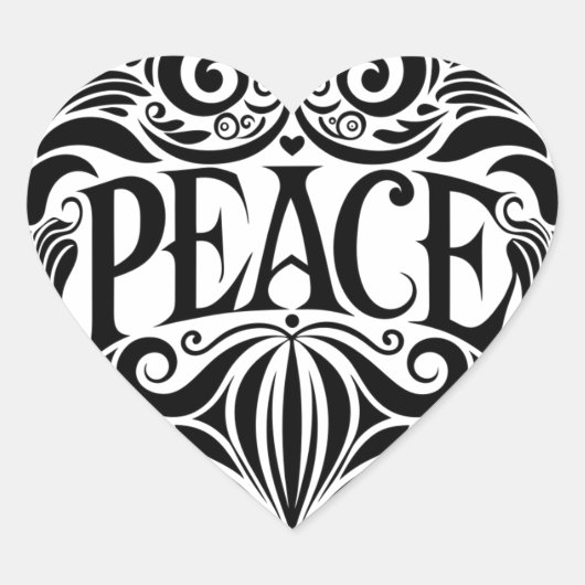 BLACK AND WHITE PEACE HEART HART STICKER (Voorkant)