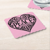 BLACK AND WHITE PEACE HEART KARTONNEN ONDERZETTERS (Gebogen)