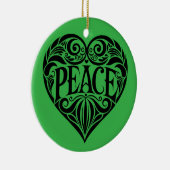 BLACK AND WHITE PEACE HEART KERAMISCH ORNAMENT (Rechts)