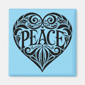 BLACK AND WHITE PEACE HEART MAGNEET (Voorkant)