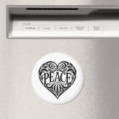 BLACK AND WHITE PEACE HEART MAGNEET (Insitu (Vaatwasser))