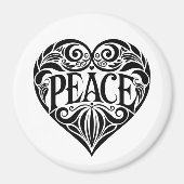 BLACK AND WHITE PEACE HEART MAGNEET (Voorkant)