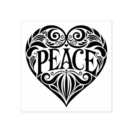 BLACK AND WHITE PEACE HEART RUBBERSTEMPEL (Afrduk)