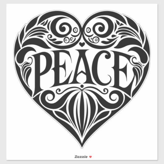 BLACK AND WHITE PEACE HEART STICKER (Vel)