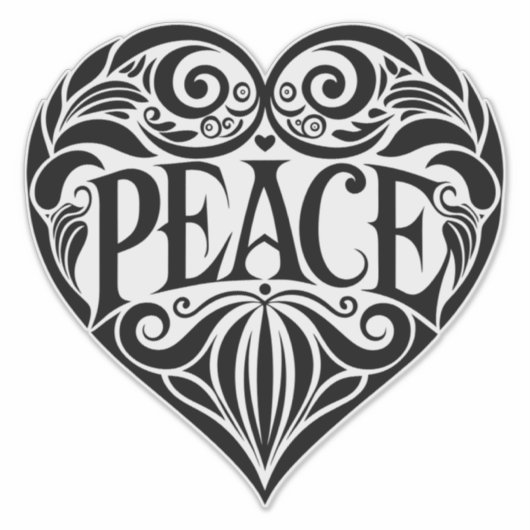 BLACK AND WHITE PEACE HEART STICKER (Voorkant)