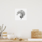 Black and White Peacock Poster (Keuken)