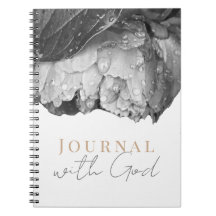 Black and White Peony Flower Journal Met God