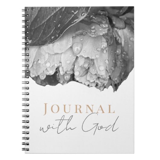 Black and White Peony Flower Journal Met God Notitieboek (Voorkant)