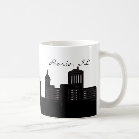 Black and White Peoria, Illinois Skyline Koffiemok (Rechts)