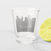 Black and White Peoria Illinois Skyline Shot Glas (Achterkant)
