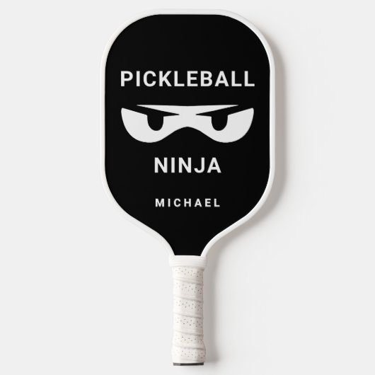 Black and White Personalized Fun Ninja Pickleball Paddle (Voorkant)