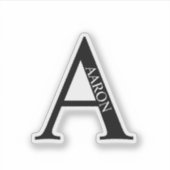 Black and White Personalized Monogram and Name Sticker (Voorkant)