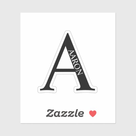 Black and White Personalized Monogram and Name Sticker (Vel)