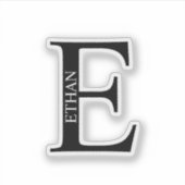 Black and White Personalized Monogram and Name Sticker (Voorkant)