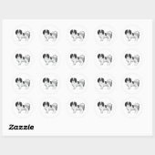 Black and White Phalène Cartoon Dog Illustratie Ronde Sticker (Vel)