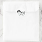 Black and White Phalène Cartoon Dog Illustratie Ronde Sticker (Tas)