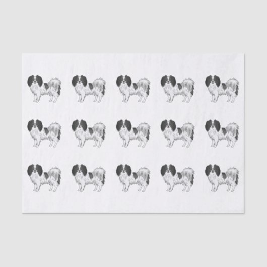 Black and White Phalène Cartoon Dogs Pattern Tissuepapier (Voorkant)