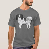 Black and White Phalène Cute Cartoon Dog Tekening T-shirt (Voorkant)