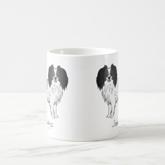 Black and White Phalène Dog eigenaar of Hondenlief Koffiemok (Center)