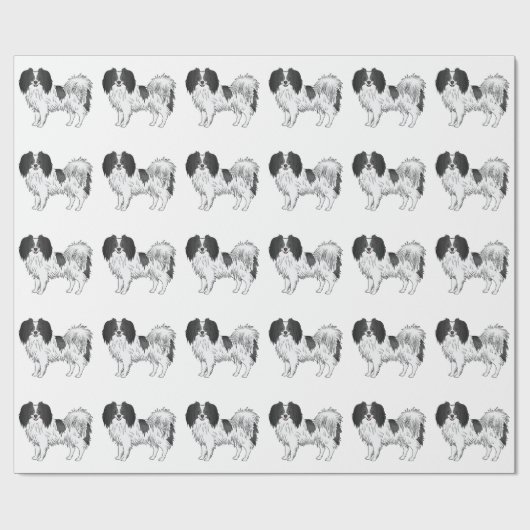 Black and White Phalène Speelgoed Breed Dog Patroo Cadeaupapier (Vlak)