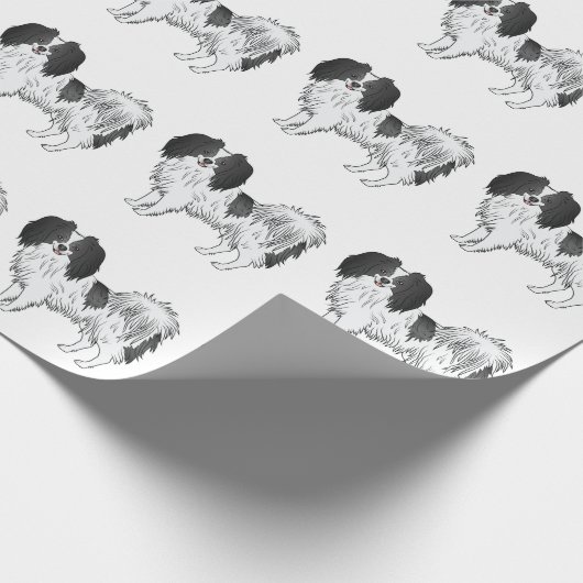 Black and White Phalène Speelgoed Breed Dog Patroo Cadeaupapier (Hoek)