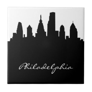 Black and White Philadelphia Skyline Tegeltje