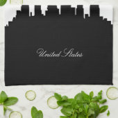 Black and White Philadelphia Skyline Theedoek (Gevouwen)