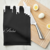 Black and White Philadelphia Skyline Theedoek (Quarter Fold)