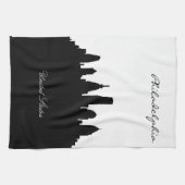 Black and White Philadelphia Skyline Theedoek (Horizontaal)