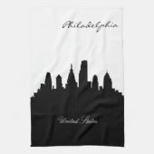 Black and White Philadelphia Skyline Theedoek (Verticaal)