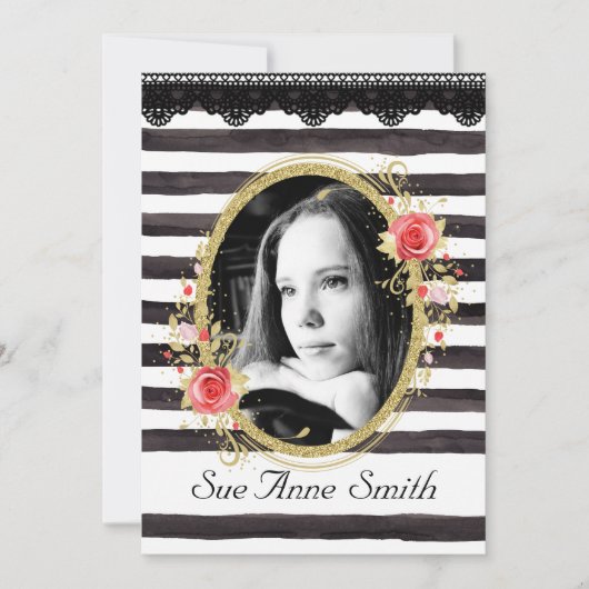 Black and White Photo Afstuderen Open House Kaart (Voorkant)