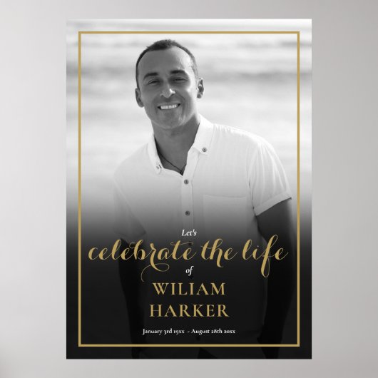 Black and White Photo Celebration of Life Sign Poster (Voorkant)